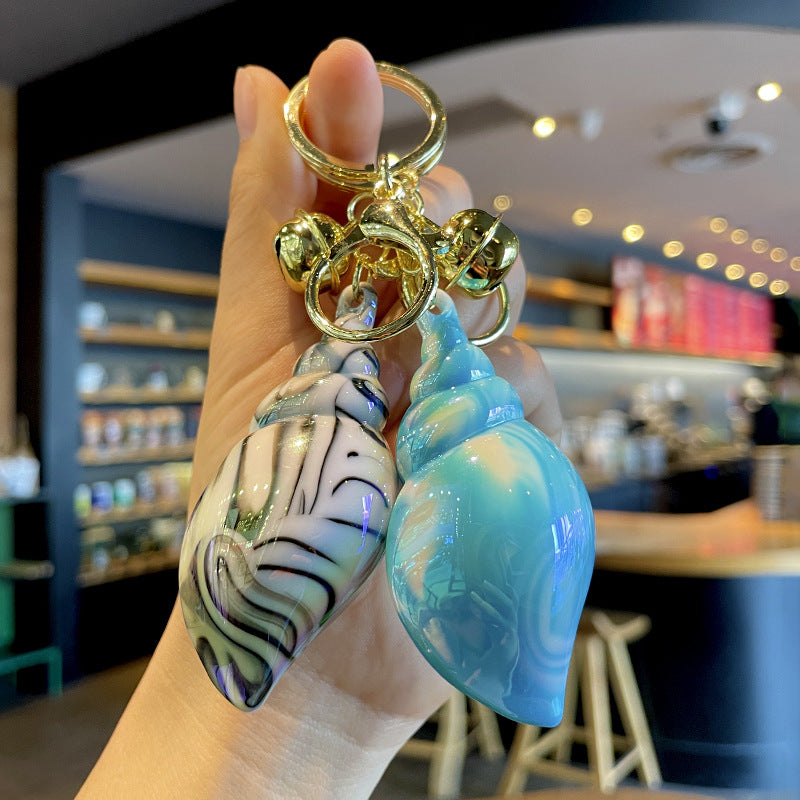Wholesale Electroplating Colorful Acrylic Conch Keychain